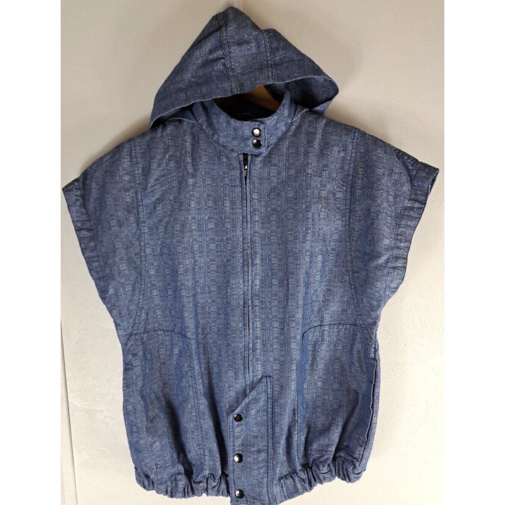 Womens Derek Lam For Design Nation Indigo Vest Hoodie Organic Cotton Blue Xs